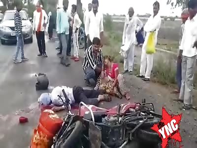 motorcyclist dies with head crushed by tractor