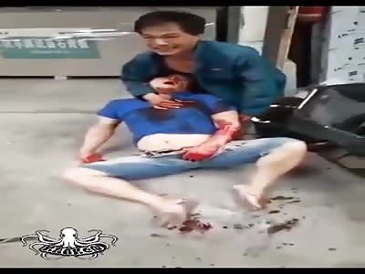 the man in agony after being stabbed