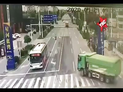 Motorcyclist crushed by truck