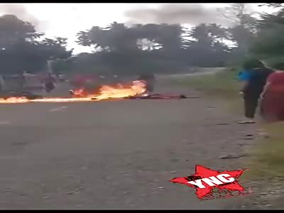 Young man burns alive after motorcycle accident