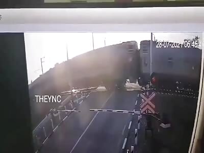 truck hit by train