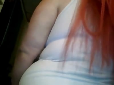 My redheaded bbw wife with tattoos rough riding my cock