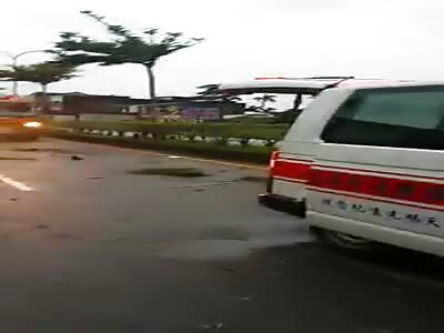 Man caught in his car after crash