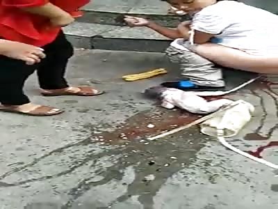 shocking, woman gives birth on the street