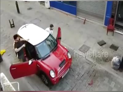 brutal beating! and a man run over