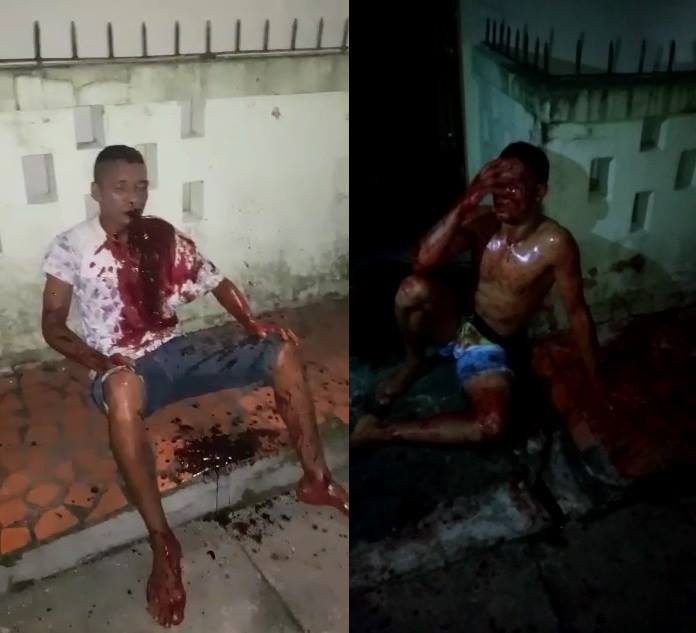 Two criminals spit blood and suffer street justice aftermath