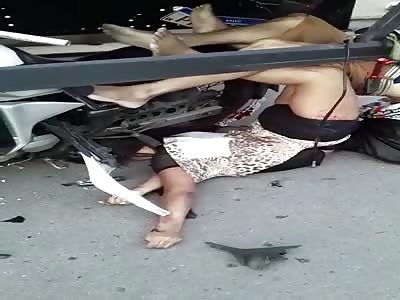 DAMN: Sexy Bitch Twisted Underneath Truck (Bike Accident)