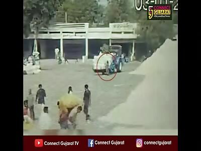 Tractor Squashes A Pedestrian! 