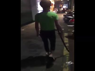 Guy Viciously Hacked by Group Armed with Swords and Sticks