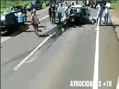car accident on a highway