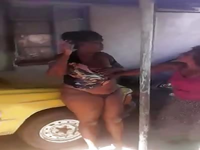 Fat bottomless african mistress flogged