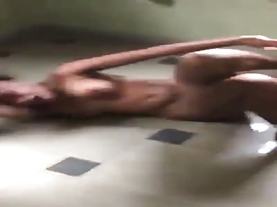 Naked african girl beaten by bullies.
