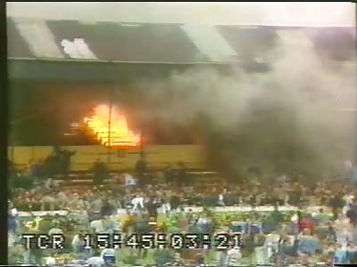 Classic live TV footage of the Bradford Stadium fire