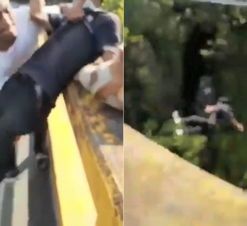 Shocking Video of Thug Throwing Peruvian Young Man Off Bridge