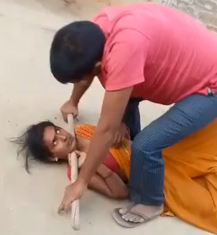 Scumbag Cruelly Beats His Wife In India