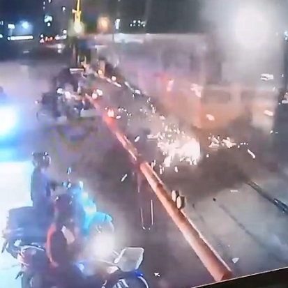 Train Throws Biker Against The Barrier and Kills Him Instantly 
