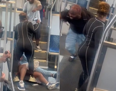Lady Pistol Whipped A Man While On Dart Train In Dallas, Texas