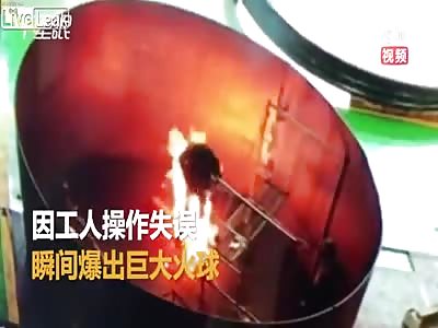 Man Inside a Empty oil Tank Catches on Fire