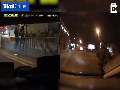 Shocking moment before taxi driver is attacked with stiletto