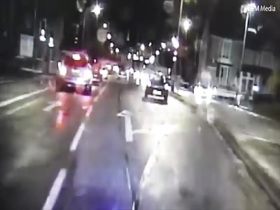 Dramatic moment a stolen car was crashed into traffic lights