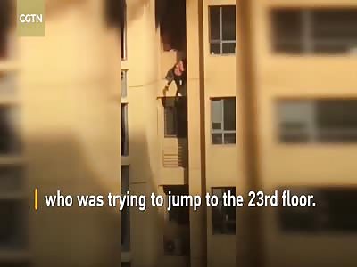 Two residents forced to climb to escape fire in high rise