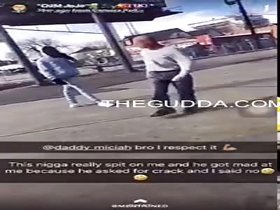 Dude Spits On The Wrong Gang Member And Takes A Violent KO...