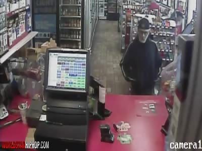 Clerk Chokes & Drags Robbery Suspect Out Of His Store!