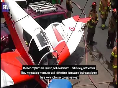 Small plane lands on top of car in middle of street in Peru