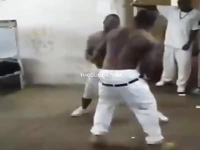 Dude Gets Dropped Like A Brick In Prison Beat Down