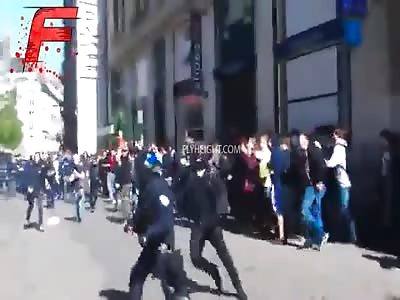 Protestors In France Caught A Riot Cop Slacking & Beat Him Silly!