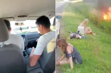 Russian Dude Tries Impressing Shorties in the Backseat 