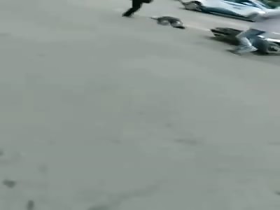 motorcyclist's head was completely flattened