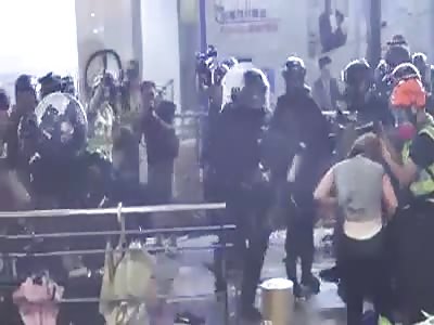 Rioter is marinated with pepper spray by cops