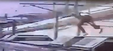 Dude Gets Zapped While Climbing Train