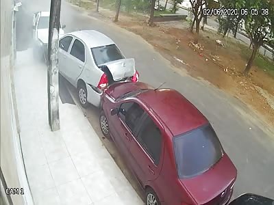Guy Takes a Beating After Ramming Vehicles