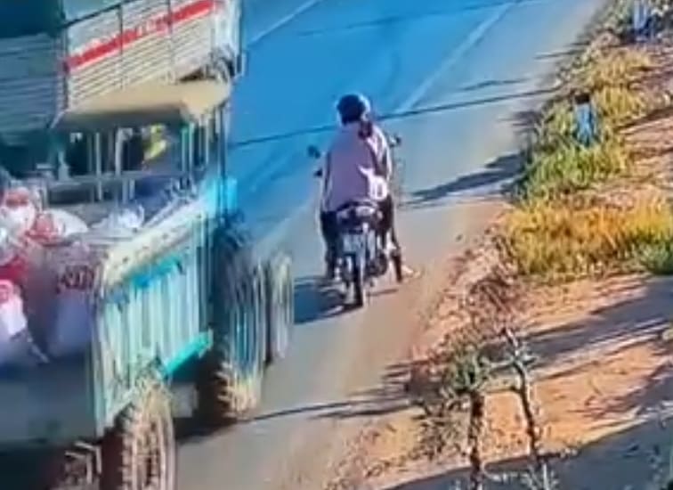 Couple On a Bike Wrecked by Truck