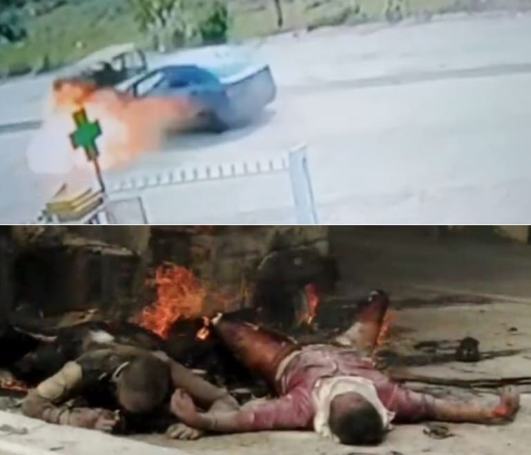Rickshaw Occupants Roasted After Accident, (full video/better quality). 