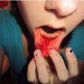 HOLY FUCK! Watch Bitch Try to Cut her Own Lip Off