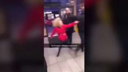 Tiny Woman Fights Huge Man in Line 