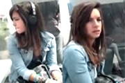 Girl Wearing Headphones had NO IDEA this Guy Came All Over her Hair 