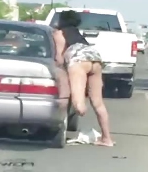 One Legged Woman In Skimpy Shorts Causes Major Traffic Jam