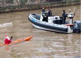 Psycho Santa Drives Boat Directly into Police 