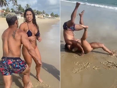 Bikini Girl Attacked at Beach Shows off her Brazilian JiuJitsu Skills 