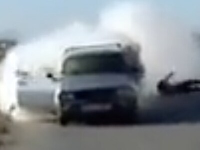 Instant Karma: Moron Blows up his Own Car.