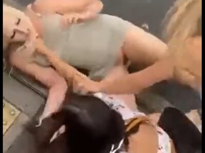 Drunk Blonde Dress Ripped off During Fight.
