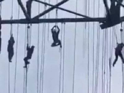 HOLY CRAP: Workers Dangle After Building Collapse!