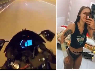 (Action/Aftermath): Hot Chick Loses her Ass in Bike Accident.