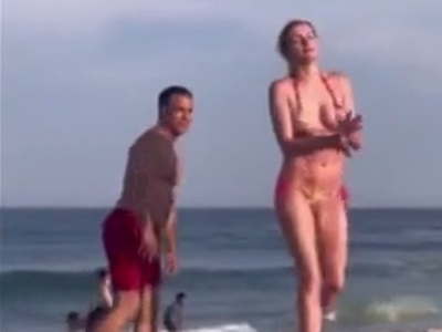 HORNY WHITE COUPLE AT THE BEACH GET SERVED BY ANGRY MEN