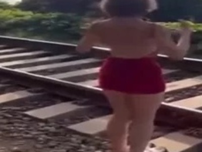 Moronic TikTok Pretty Girl Blasted by Train.