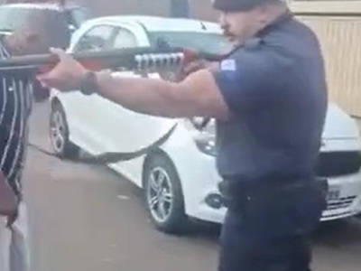 Fed up Jacked Cop just Shoots Couple Rather than Here them Yap.